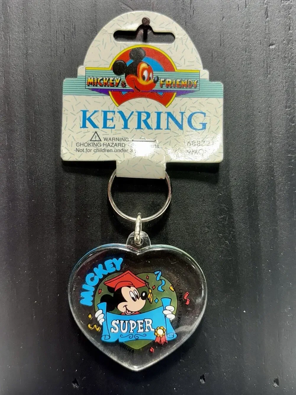 Vintage Disney Mickey Mouse Heart Keyring 1990s Monogram Products Super